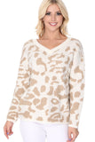 Leopard Pattern Jacquard Sweater Pull Over Top