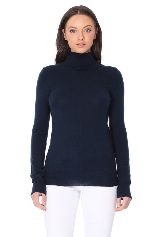 Turtleneck Spandex Stretch Pullover Sweater