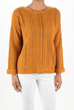 Leaf Crochet Detailed Rolled Up Sleeve Sweater