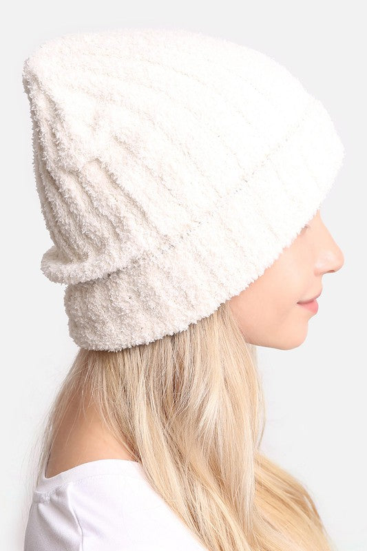 Winter Solid Color Ribbed Cuff Beanie Hat