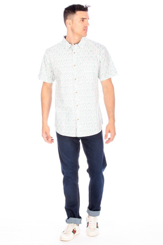 Men's Printed Short Sleeve Shirts in White