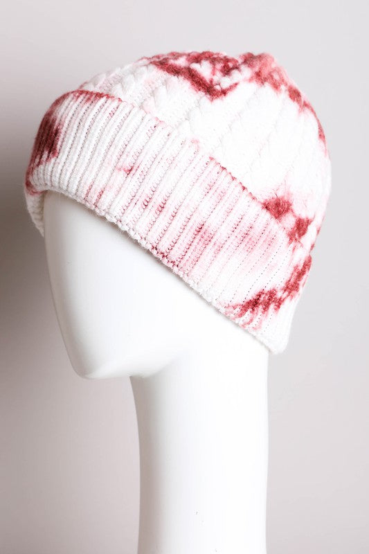 Tie Dye Cable Knit Beanie