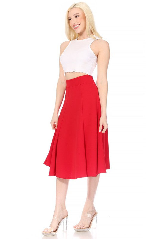 Paneled, a-line Midi Skirt With Banded Waist