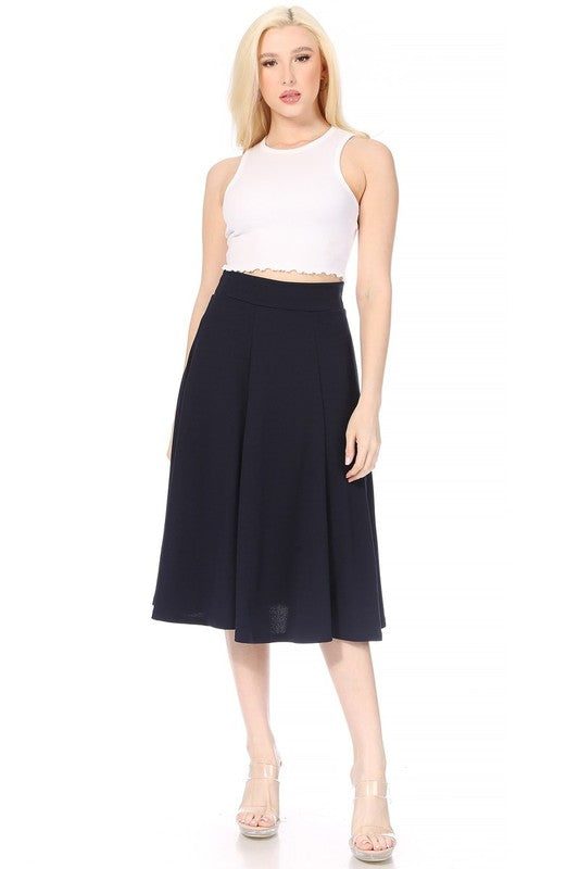 Paneled, a-line Midi Skirt With Banded Waist