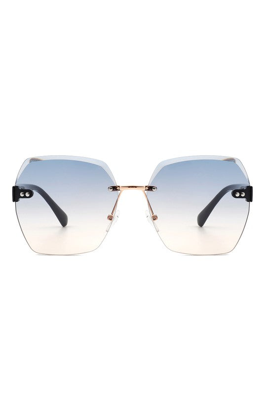Oversize Square Geometric Rimless Sunglasses