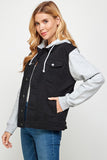 Women's Denim  Jacket with Fleece Hoodie