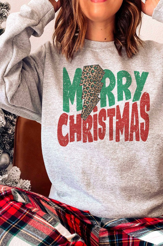 Leopard Lightning Merry Christmas Sweatshirt