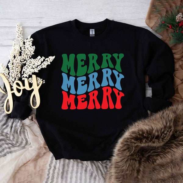 Merry Stacked Colorful Graphic Sweatshirt