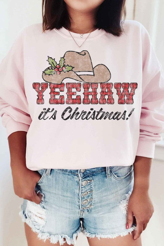 Yeehaw Country Christmas Plus Size Sweatshirt
