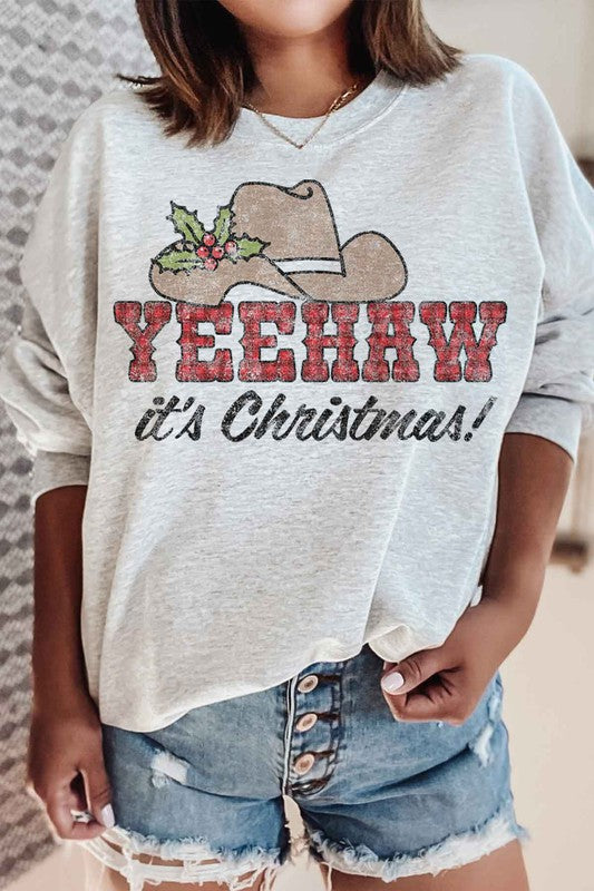 Yeehaw Country Christmas Plus Size Sweatshirt