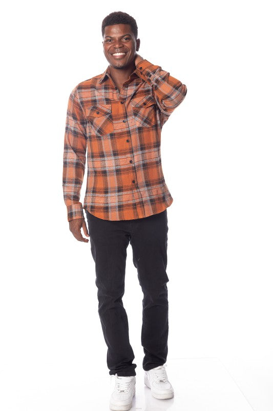 Men's With Button Closure Flannel Shirts 