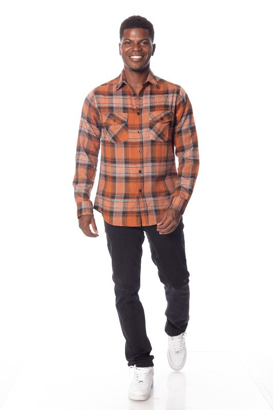 Men's With Button Closure Flannel Shirts 