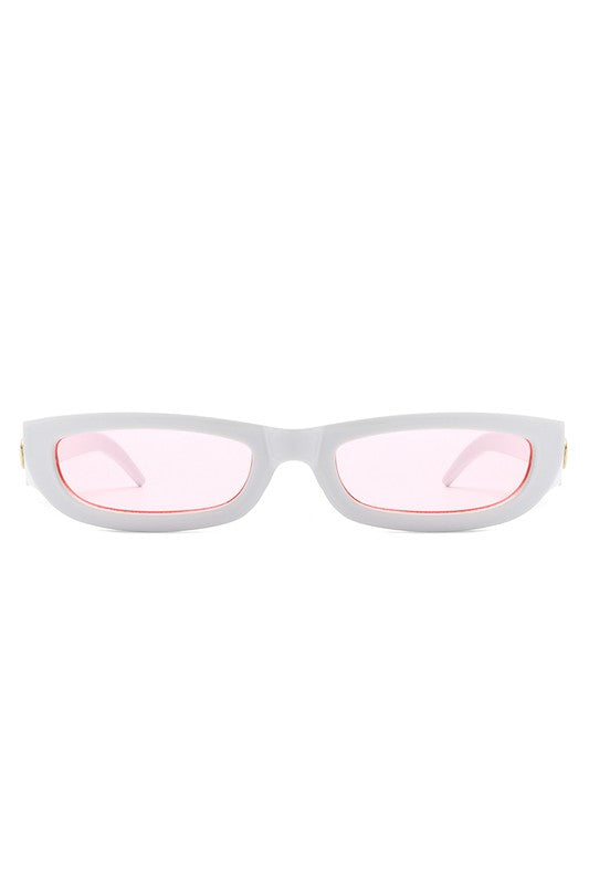 Rectangle Retro Slim Tinted Narrow Sunglasses