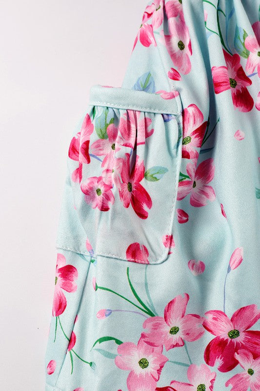 Hot Pink Floral Strap Skirt Set