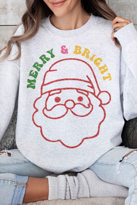 Merry and Bright Santa Oversized Sweatshirt