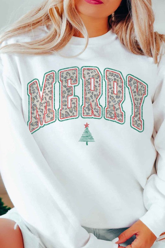 Merry Leopard Christmas Oversized Sweatshirt