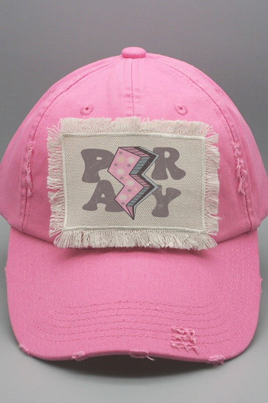 Religious Pray Pink Bolt Patch Hat