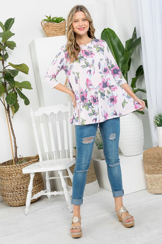 Plus Floral Babydoll Tunic Top