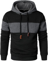 Men's Waffle Knit Color Block Pullover Hoodie