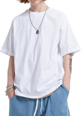 Mens Oversized T-Shirts Fashion Loose Fit Crewneck Tshirt