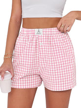 Women Gingham Pajama Boxer Shorts
