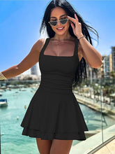 Women's Square Neck Mini Dress Short Party Dresses