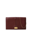 Fendi Peekaboo Brown Leather Zucca Chain Wallet Clutch Bag