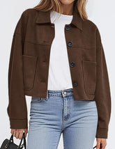 Women's Faux Suede Cropped Jacket