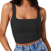 Women Double Layer Workout Fitness Crop Tops