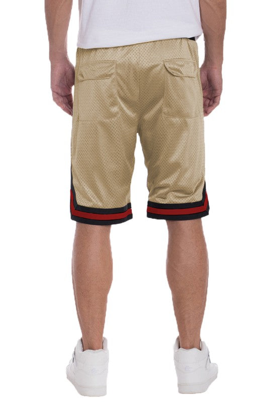 Striped Band Solid Basketball Shorts - Black