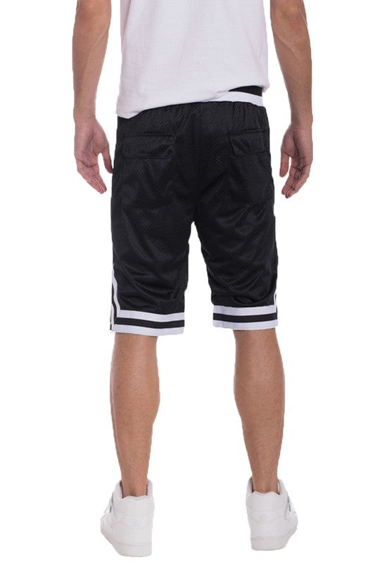 Striped Band Solid Basketball Shorts - Black