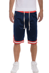 Striped Band Solid Basketball Shorts - Black