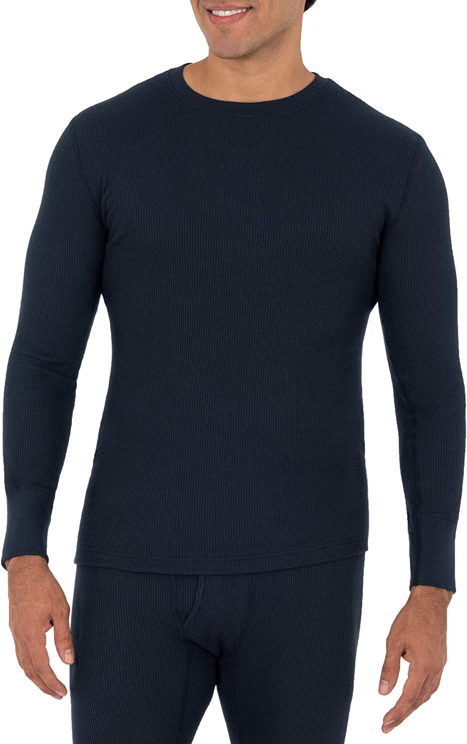 Men'S Recycled Waffle Thermal Underwear Crew Top (1 and 2 Packs)