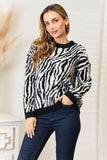 Heimish Full Size Zebra Print Sweater 