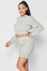 Skirt and Ruched Long Sleeve Set