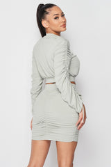 Skirt and Ruched Long Sleeve Set