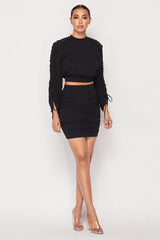 Skirt and Ruched Long Sleeve Set