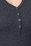 Dark Grey Short Sleeve V-neck Henley Shirt