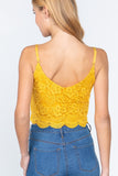 Yellow Crochet Lace Cami Woven Women's Top