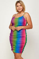 Rainbow Ombre Print Plus Size Women's Cami Dress