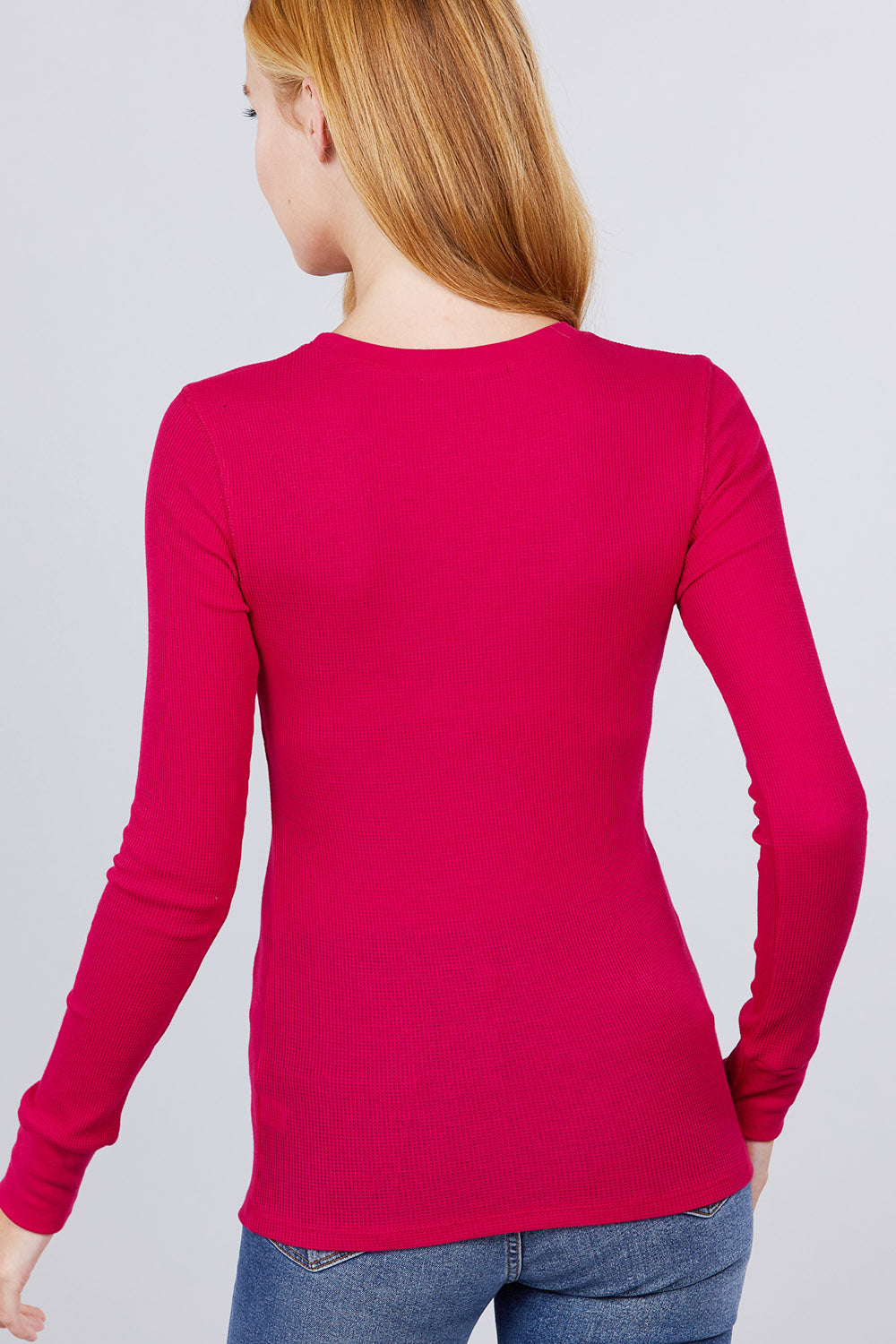 Long Sleeve Crew Neck Thermal Knit Top