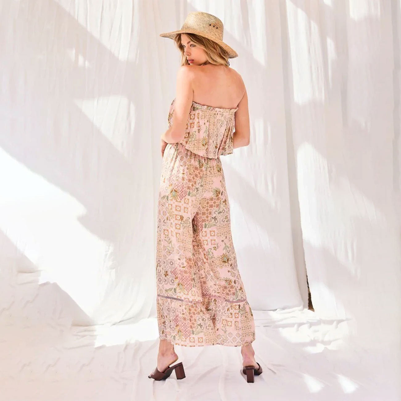 Ruffle Bottom Jumpsuit With Tube Top