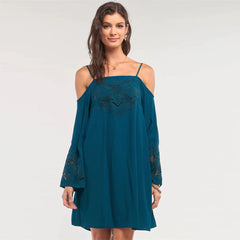 Teal Green Long Sleeve Square Neck Mini Dress