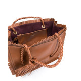 Valentino Garavani The Rope Large Fringe Brown Leather Tote Bag