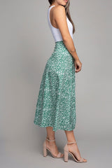 Floral Midi Skirt With Slit