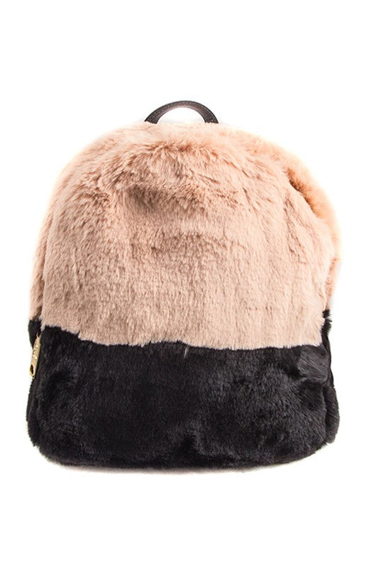 Two Toned Furry Backpack 