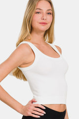 Zenana Ribbed Round Neck Cropped Tank top