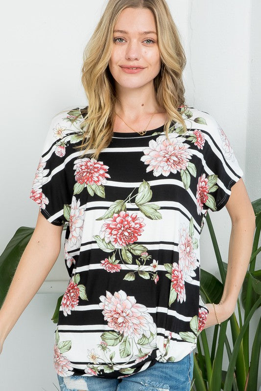 Plus Floral Casual Tunic Top