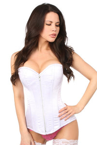 Steel Boned White Satin Corset