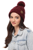 Winter Cable Knit Beanie Hat with Fleece Lining